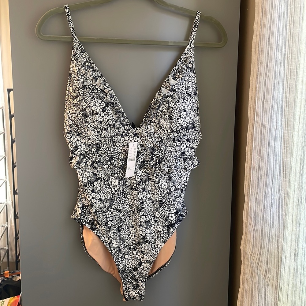JCrew ruffle V-neck one-piece swimsuit
